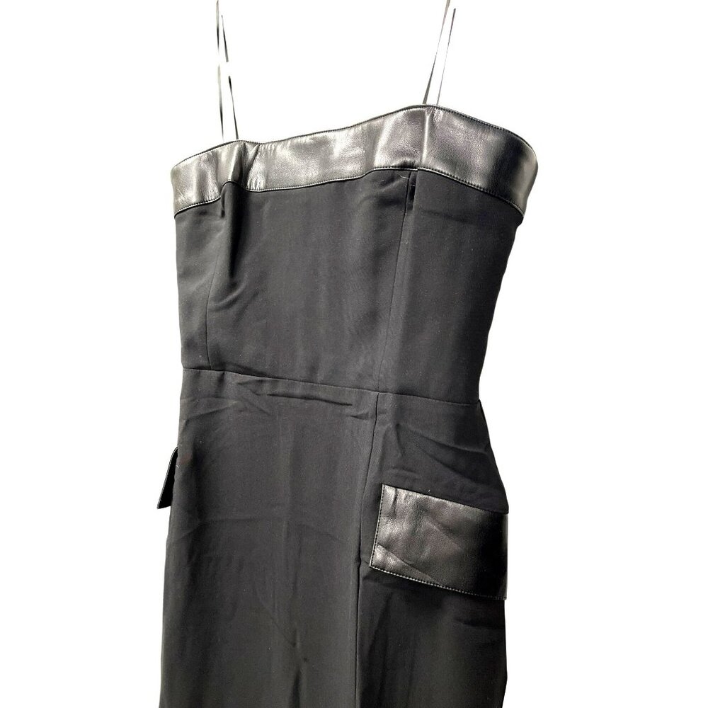 Amanda Uprichard Faux Leather Trim Strapless Black Dress Medium NWT - Picture 4 of 10